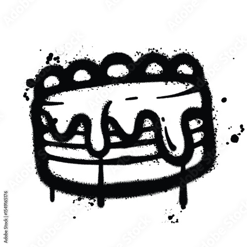Graffiti Spray birthday cake on isolated white background