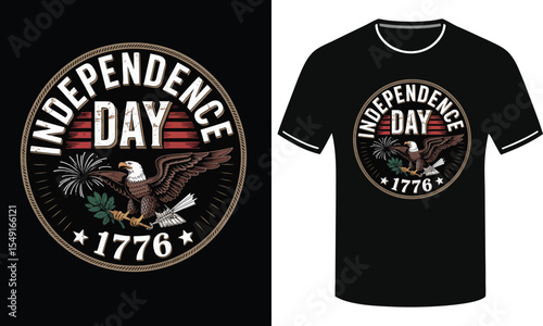 American Independence Day Celebrations on Black T-Shirts