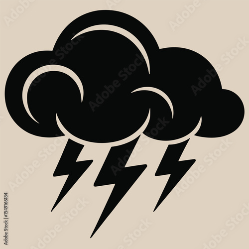 Storm Cloud with Lightning Bolts – Weather Icon Illustration