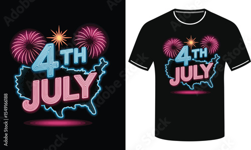 American Independence Day Celebrations on Black T-Shirts
