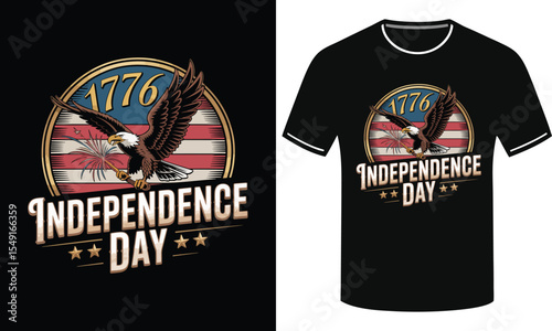 American Independence Day Celebrations on Black T-Shirts