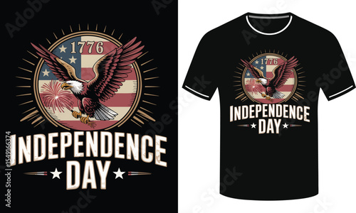 American Independence Day Celebrations on Black T-Shirts