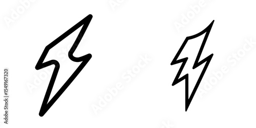 The black outline of a lightning bolt serves as a minimalist icon representing concepts of energy, speed, power, and electricity