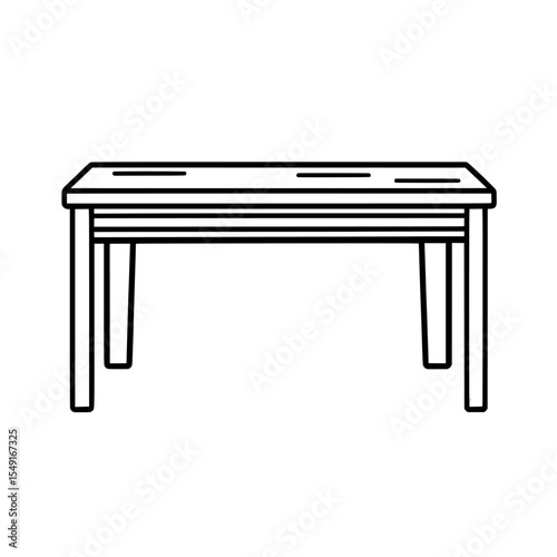 Table furniture is illustrated as a flat-style icon, with a modern wooden table on an isolated background, embodying the concept of a dinner desk in the context of business
