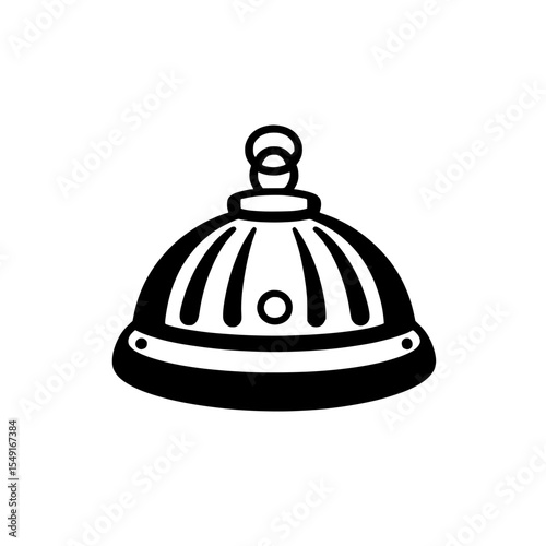 The illustration of a service bell is presented in a contemporary, minimalist, black design suitable for online and mobile applications