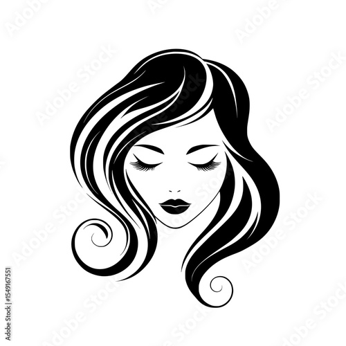 This logo design showcases a stunning female face with curly locks that resemble the letter S, making it suitable for cosmetic and spa logos