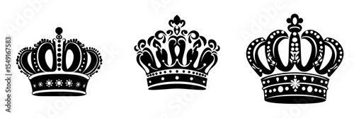 Regal outline of a black crown icon set against a white backdrop