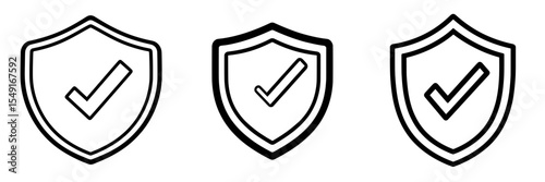 A modern shield icon featuring a check mark represents enduring and verified pharmaceutical protection with an editable border