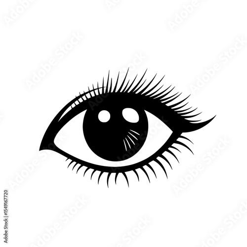 A modern simple eye icon is presented in a flat style as an eyesight pictogram