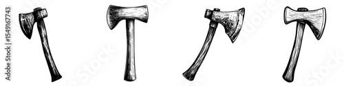 Modern illustration of a wood axe silhouette set against a white background