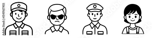 Modern illustration of a safety entry person sign, danger zone symbol, and staff icon
