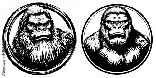 Modern illustration of Bigfoot suitable for a high-quality T-shirt graphic logo