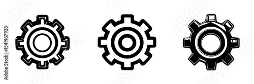 Black modern graphics are used to depict the gear, options, and preferences icon