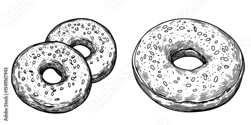 The modern illustration features a bagel that has been isolated on a transparent background