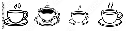 A cup of coffee is depicted as a solid icon on a transparent background
