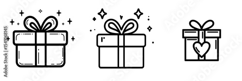Editable stroke love gift icon, outlined with heart sign gift box, symbolizing present giving and receiving romantic surprises, including gift bonuses, prizes, donations, and giveaways