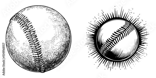 A modern illustration of a baseball logo is ideal for use as a T-shirt graphic, characterized by its high quality