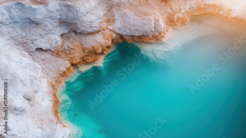 This serene image captures a picturesque view of tranquil blue waters meeting a golden shoreline, evoking a sense of peace, calmness, and natural beauty in a perfect setting.