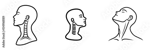 The human neck icon, in a flat modern style, comes in white and black and is suitable for use in web, mobile apps, and user interface design