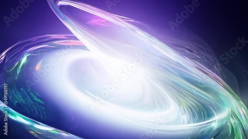 Flowing neon streams, blending vibrant blue and purple tones—representing continuity, technology, and endless possibility on futuristic, celebratory backdrop