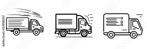 Modern truck icon for apps and websites featuring fast shipping delivery
