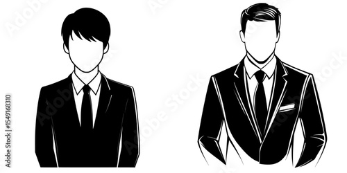 A businessman silhouette icon is depicted wearing a suit and tie for office