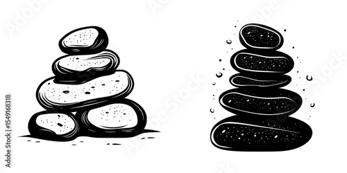 A modern illustration featuring an isolated pile of stones glyph icon set against a white background