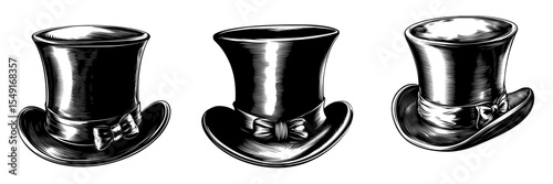 Logo Design Featuring Black Silhouette of Vintage Retro Top Hat with Modern Illustration’ becomes ‘Modern Illustration of Vintage Retro Top Hat in Black Silhouette for Logo Design
