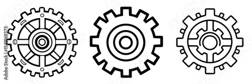 A modern icon features a work cog gear element along with a symbol of a cogwheel mechanism