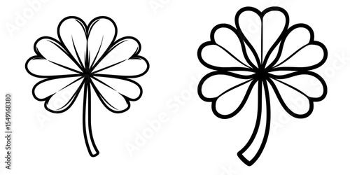 The Four Leaf Clover Line Icon represents a 4-leafed plant symbolizing good fortune and luck, often associated with Ireland and St Patrick's Day, depicted in a modern black line outline with green