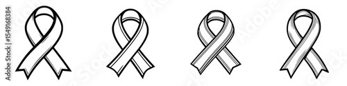 Modern illustration of an awareness ribbon icon, sign, and symbol for mourning and melanoma support