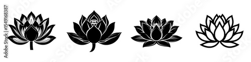 The logo features a lotus flower, with a black silhouette icon, presented in a modern illustration style isolated on a white background