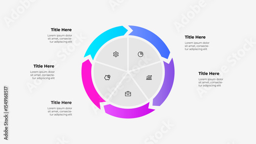 Colorful Circular Infographic Diagram for Business Data Presentation with 5 steps