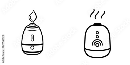 A modern illustration of a humidifier icon is shown isolated on a white background