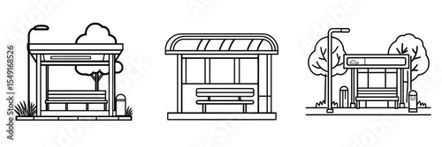 A bus stop icon, a modern sign indicating the location of a bus, and a rounded symbol for a bus station