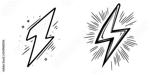 A modern icon illustration featuring an isolated yellow lightning bolt charge