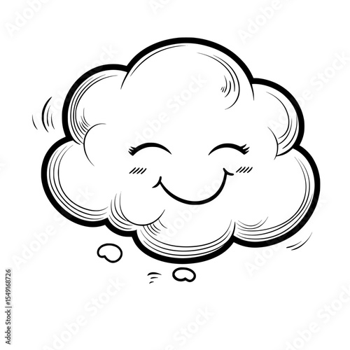 The modern image is that of a thought cloud icon, with an outline of a modern thought cloud