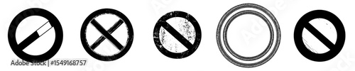 Modern illustration of a forbidden element, represented by a prohibition circle symbol, isolated on a white background, incorporating a red ban icon and stop sign