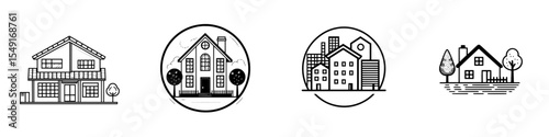 Template for a real estate logo, including a house or building logo design
