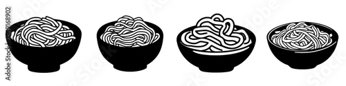 Modern food apps and websites can utilize wavy spaghetti or ramen noodles in a flat color icon