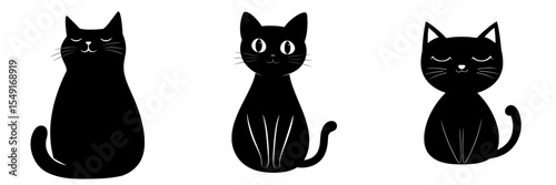Cat silhouette icon represents a modern black cat minimal shape kitty clip art in glyph pictogram illustration