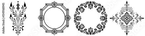 Modern illustration featuring a divider, border, and line frame ornament element
