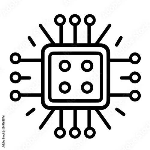 A computer chip icon is available, which is related to computers and suitable for various applications, including websites, apps, and user interfaces, in a simple line icon style with modern design