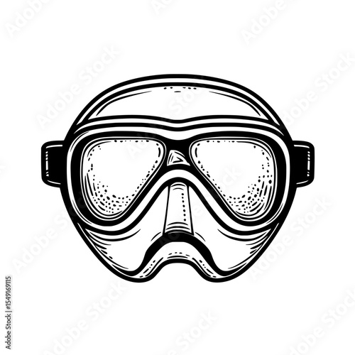 A black and white icon in the shape of a snorkeling mask, representing the thrill of exploring the ocean and enjoying beach activities