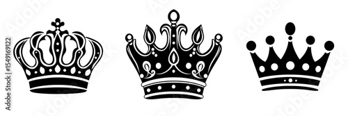 A basic black crown icon outlined in white, symbolizing nobility or royalty
