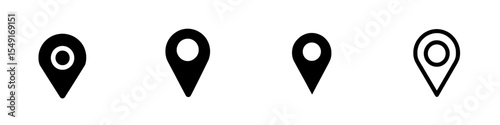 Location icon. pin point icon. Black location pointer symbol isolated on white background. Map pointer modern. Black map pointer icon for your web site design