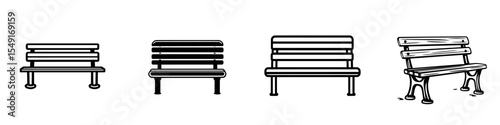 A modern design template featuring a bench icon set against a white background, presented in eps format with a contemporary illustration style