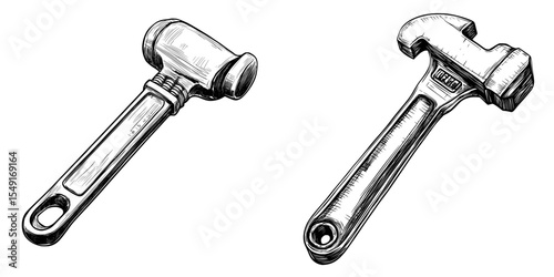 A pipe wrench illustration created using black lines is shown