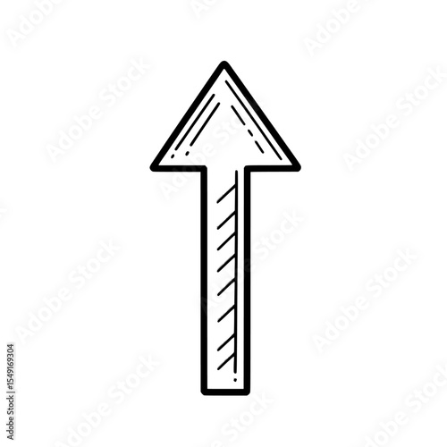 An up arrow business graph sign icon is depicted in a modern illustration design