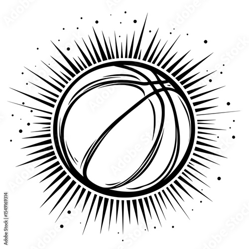 Modern illustration template featuring a simple basketball logo lineart for graphic design and icon creation